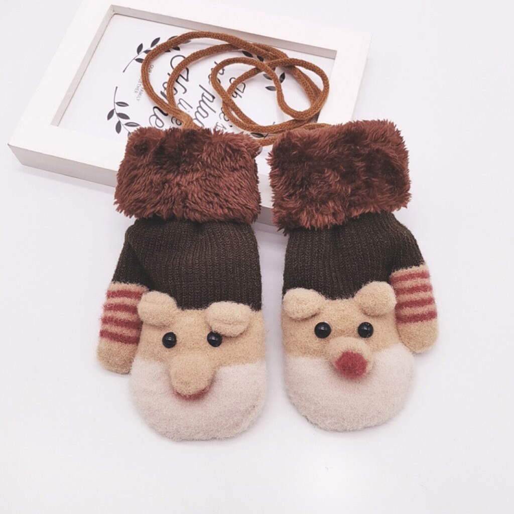 ARLONEET Kid Meisjes Jongens Winter Knit Thicken Handschoenen breien wanten Stiksels Cartoon Kat Plus fluwelen warme Bandjes Handschoenen CN11