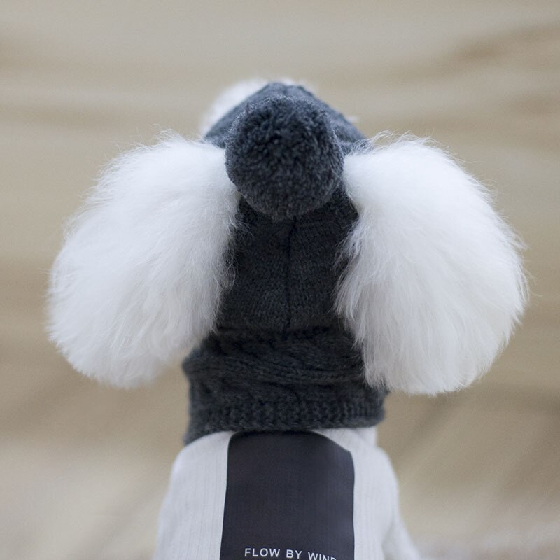 Hoed Voor Honden Winter Warm Stripes Gebreide Muts + Sjaal Kraag Puppy Luxe Breien Accessoires Sets Kostuum Kerst Kostuum
