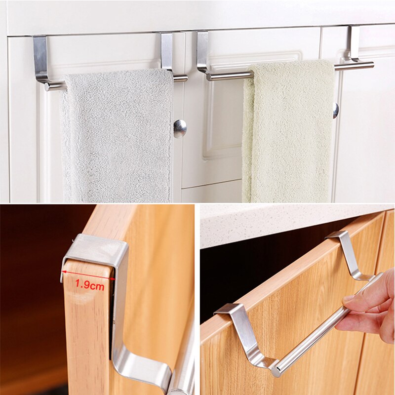 Rustfrit stål badeværelse håndklæde stativ køkken skab bøjleskab over døren brysthængende diverse opbevaringshylde