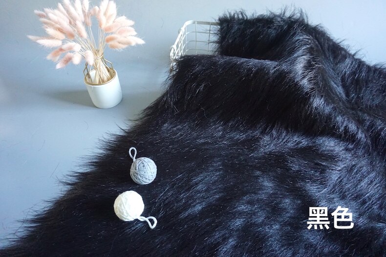 12 Cm Top Een Faux Bont Knuffel Stof 160 Cm Breedte Luxe Lang Haar Faux Fur Stof Voor Handgemaakte naaien Kleding Pop Bont: black