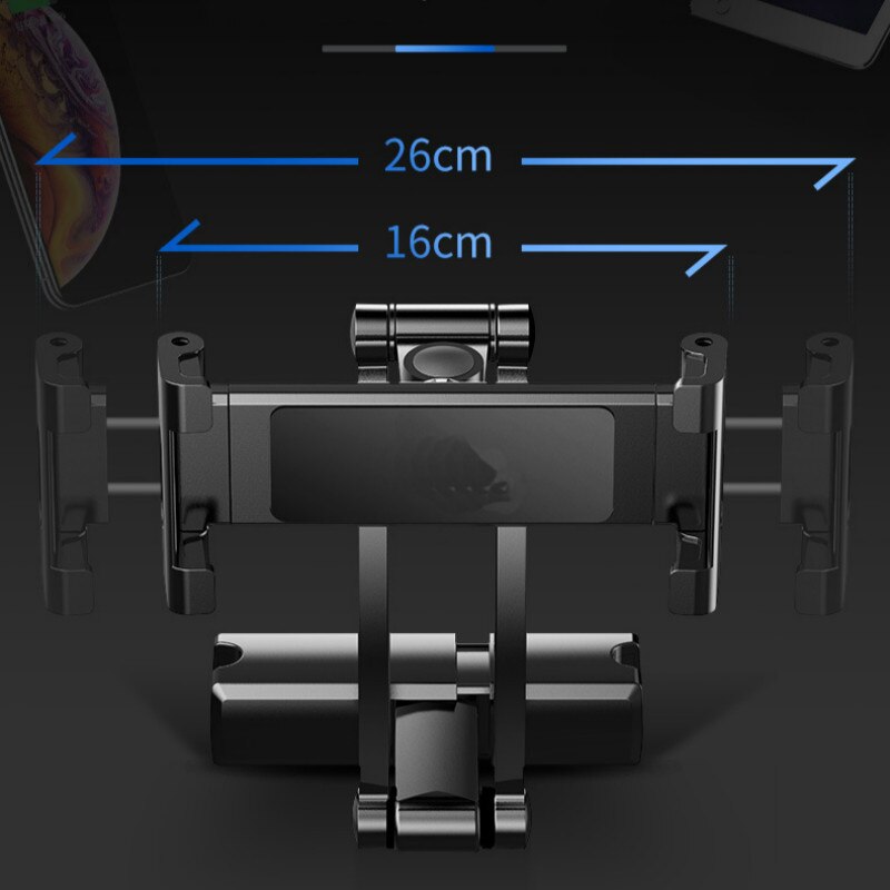 Aluminium tablet autohouder voor ipad air mini 2, 3 , 4 pro, 12.9 achterbank hoofdsteun, 5-13 inch tablet telefoonstandaard voor iphone  x 8