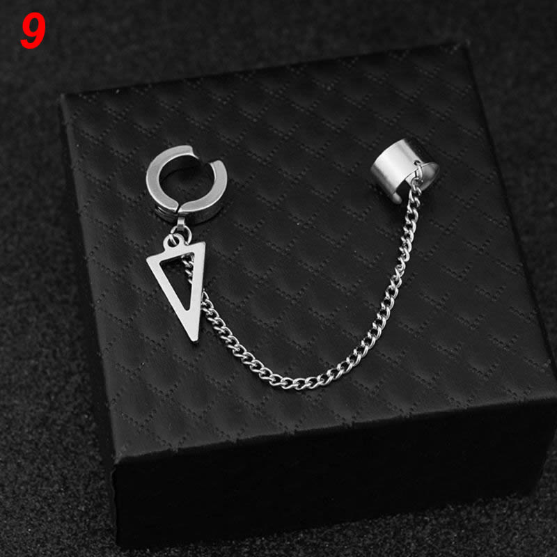 acier inoxydable oreille chaîne clé serrure lame pendentif hommes femmes boucle d'oreille couleur