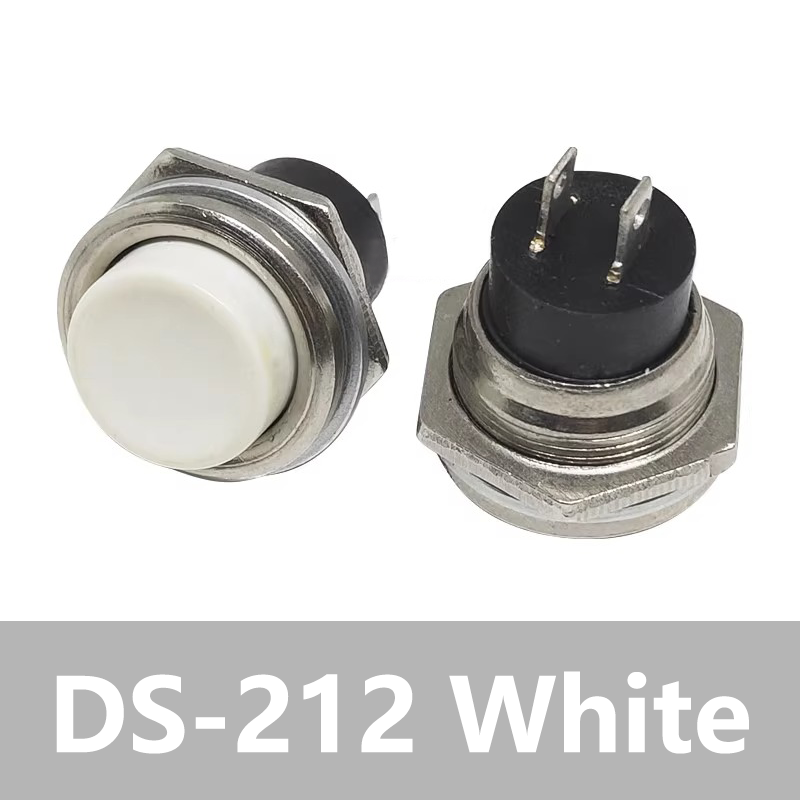 5/20PCS 16MM Power Switch Round Switch DS-212 Small Self-Reset Momentary Push Button Start Compound Button Switch: L / GRAY
