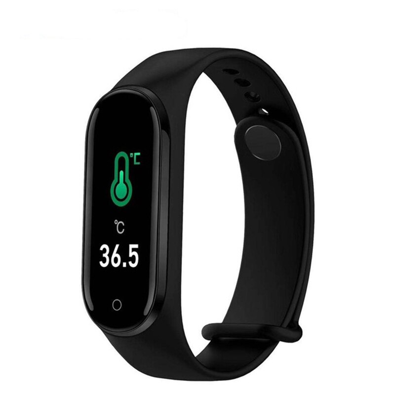 Verbeterde Lichaamstemperatuur Smart Armband Polsband Met Hartslagmeter Ultralight Stappenteller Alarm Fitness Smart Band: Black