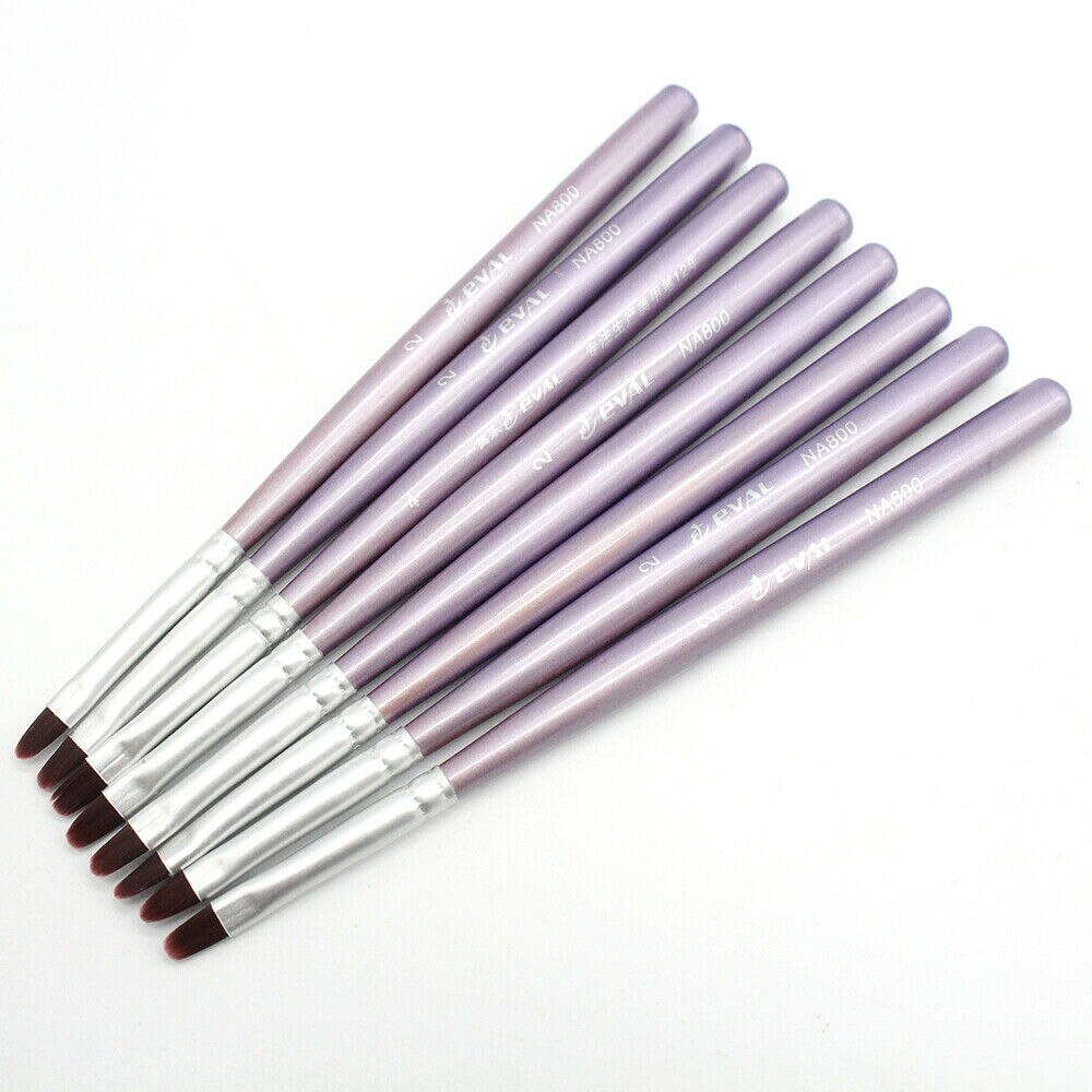 Eval 3PCS Nail Art UV Gel Acrylic Brush Painting Brushes Nail Beauty Tool Round Flat wooden size #6 2# 1#