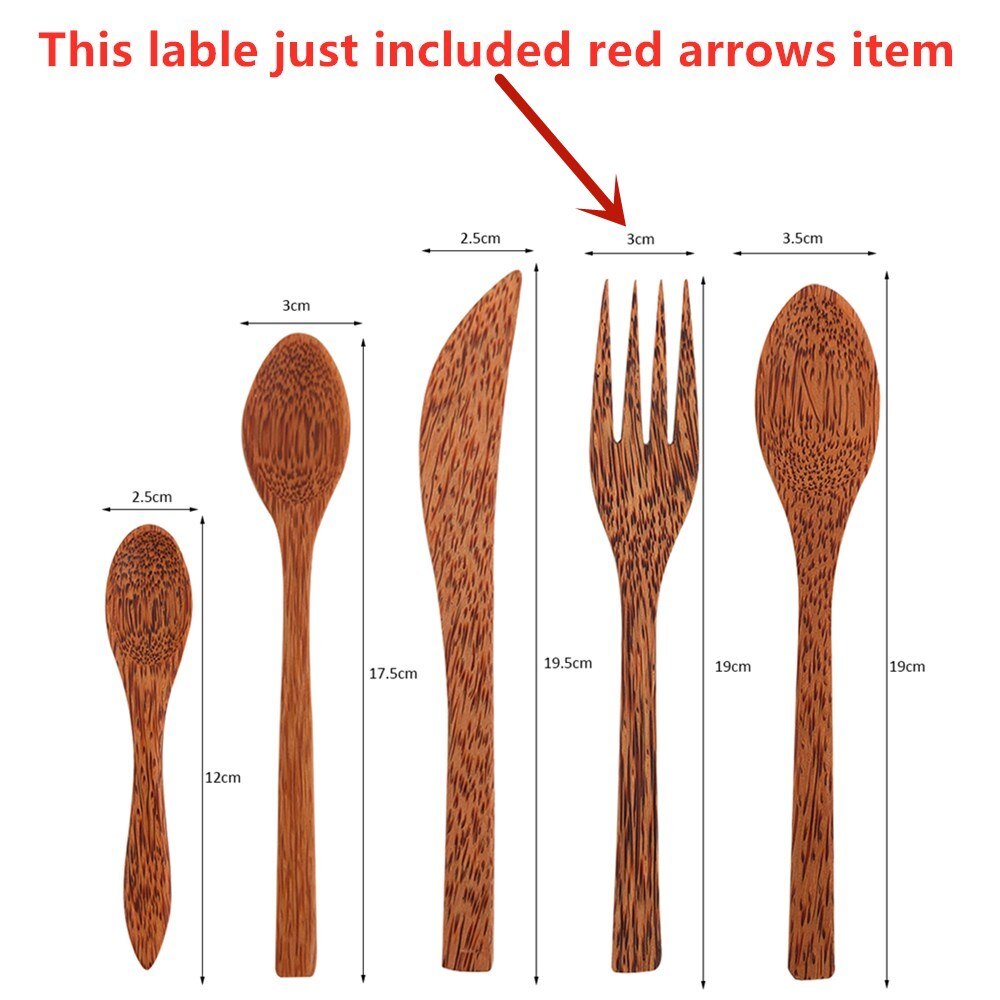 1PC Organic Coconut Palm Coconut Spoon Wood Cutlery Natural Bamboo Wooden Spoon for Coconut Shell Bowl Bamboo Spoon Cutlery: 1 pc 19cm Fork