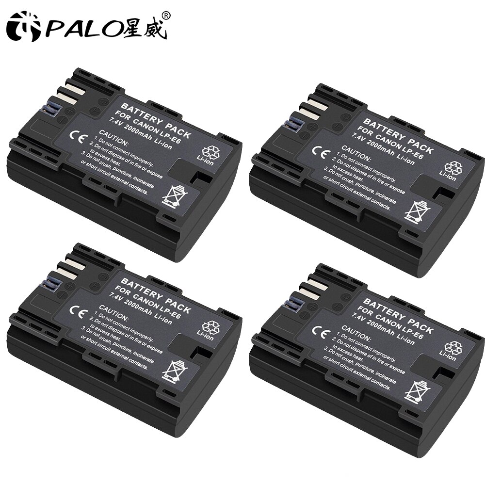 Palo LP-E6 LPE6 LPE6N Camera Batterij Li-Ion Oplaadbare Batterij Voor Canon Eos 6D 7D 5D Mark Ii Iii Iv 60D 60Da 70D 80D 5DSR: 4pcs battery