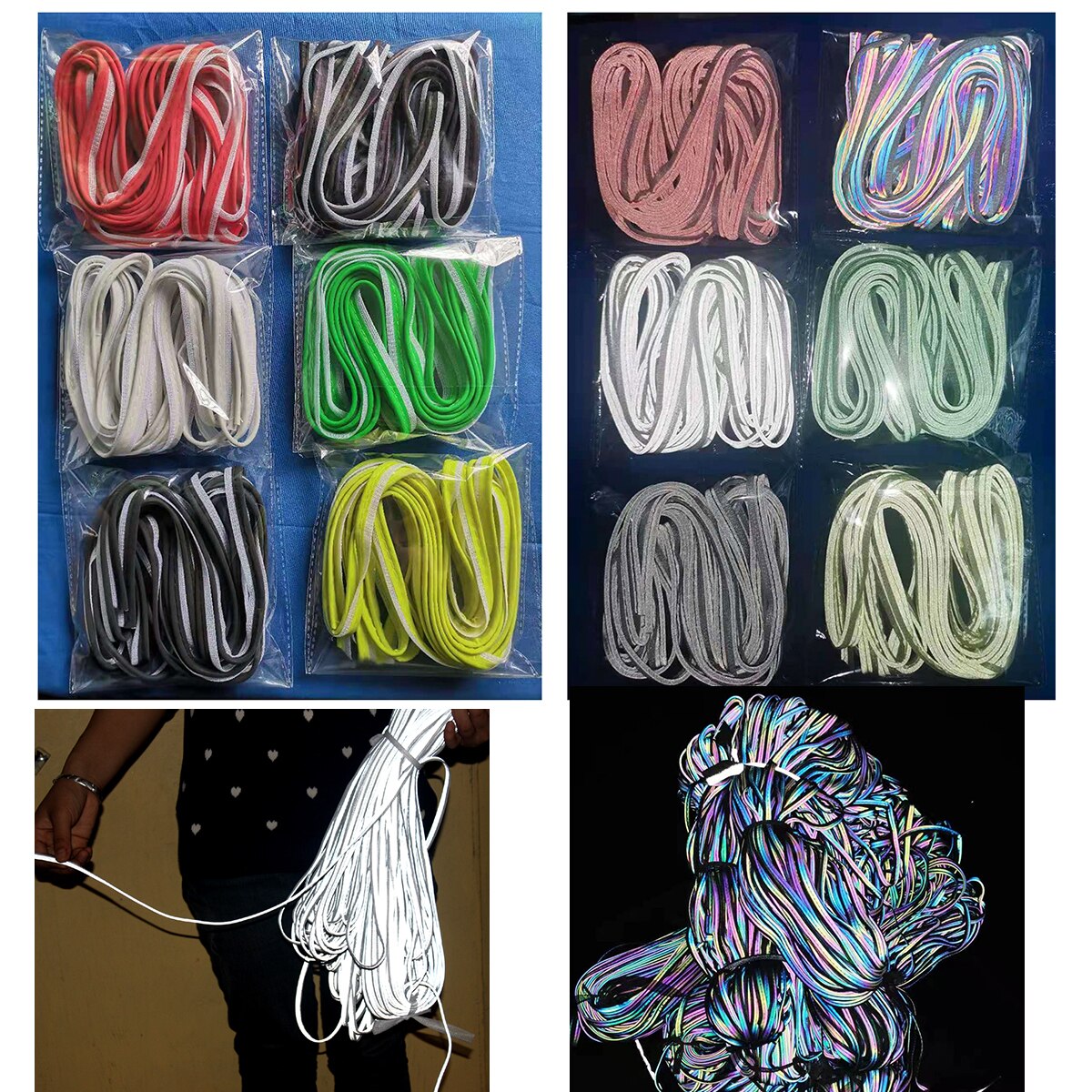Bright Silver Rainbow Reflective Material Reflective Piping Fabric Strip Edging Braid Trim For Clothing Sew On 5M