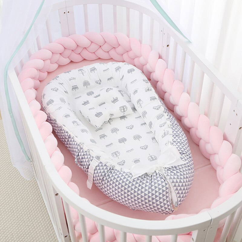 85*55cm baby reden seng aftagelig krybbe seng til baby rejse seng spædbarns seng med pude pude barneseng bærbar baby seng: 2