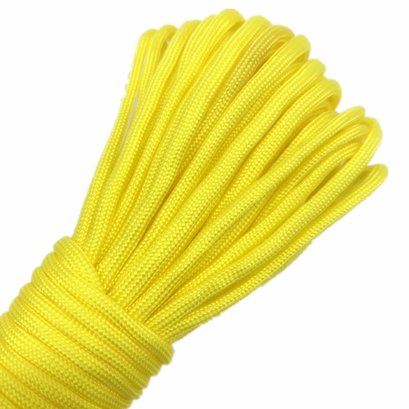 Cuerda de paracaídas amarilla para escalada, equipo de supervivencia, pulsera de Paracord, 0,5/0,8/1,0/1,5/4mm, 10 yardas