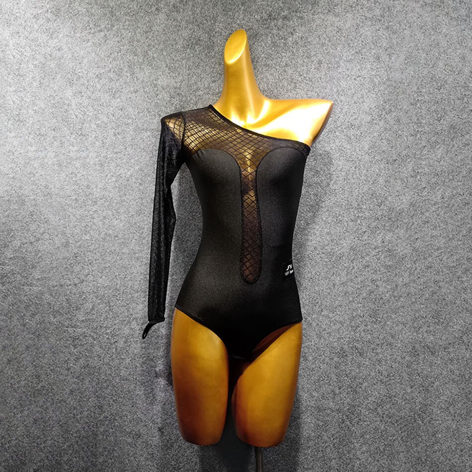 Latin Dance Dress Women Black One Side Sleeve Latin Dance Tops for Ballroom Samba Tango Chacha Dancing Performamnce T039: M