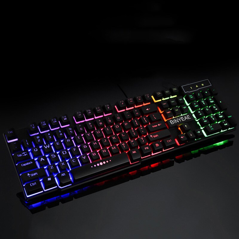 English Backlight Gaming Keyboard Wired Teclado Gamer Floating LED Backlit USB Similar Mechanical Feel: Black