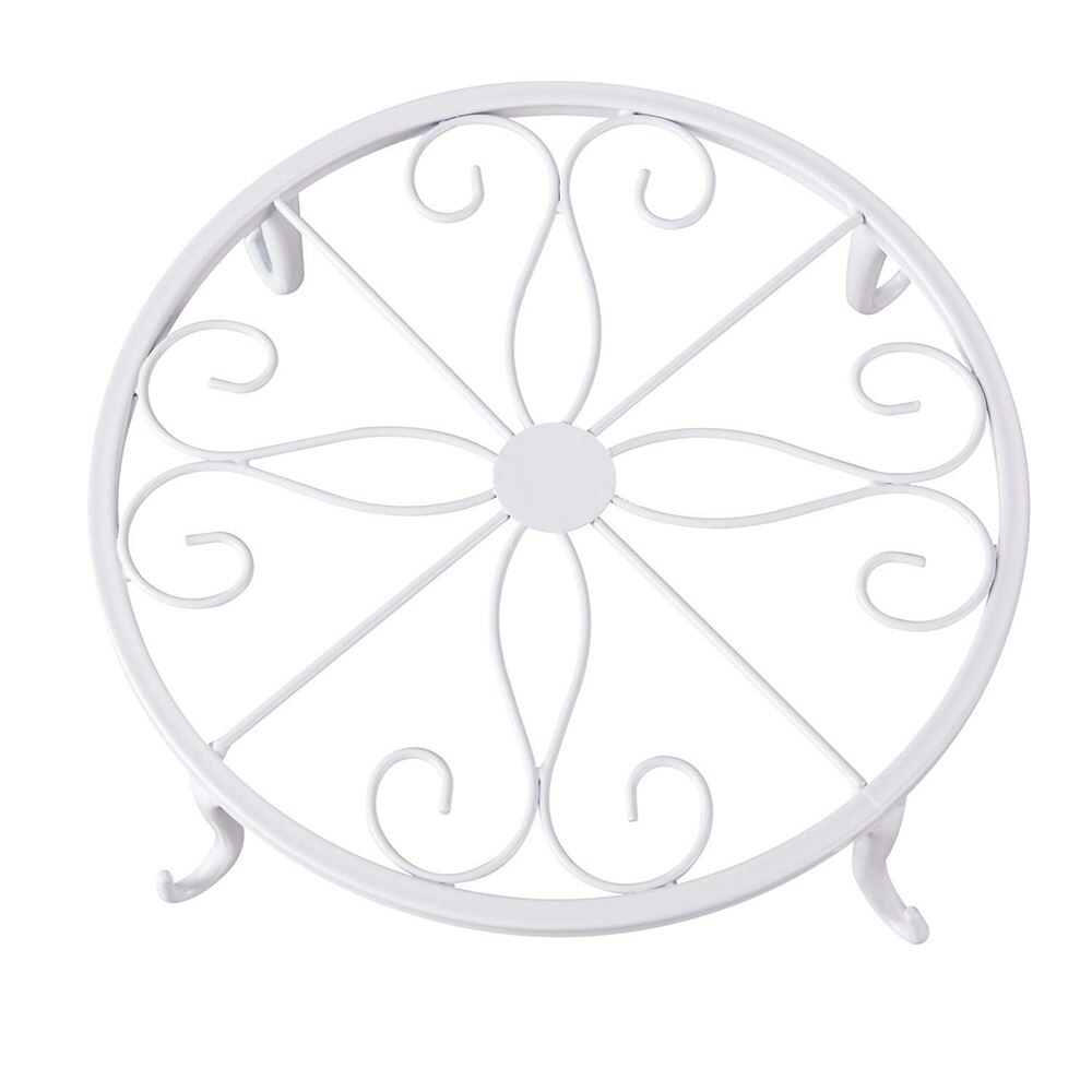 24x24x13cm Indoor Outdoor Plant Stand Metal Flowerpot Stand Round Iron Plant Pot Holder Black White Bronze Colour