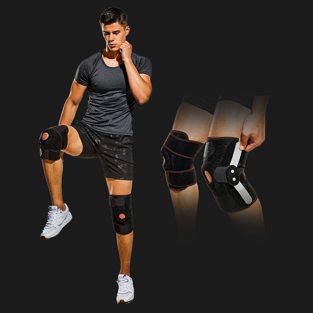 Hinged Knee Brace - Adjustable Open Patella Support for Swollen ACL Tendon Ligament and Meniscus Injuries-Athletic Compression