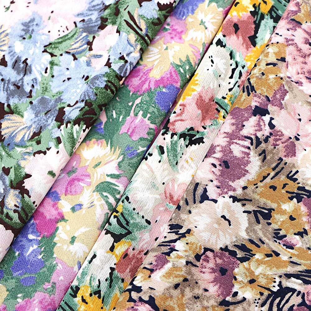 50*140cm blomstertrykt chiffonstoff for vev hjemmetekstil for å sy putetrekk bordløper ,c12588