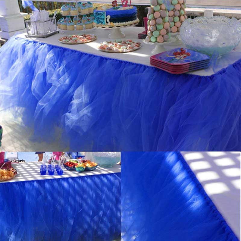 100 x 80cm flerfarvet bordskørt tutu tylstof til bryllupsfest borddekoration tekstil til tilbehør til duge til hjemmet: Roayl blå