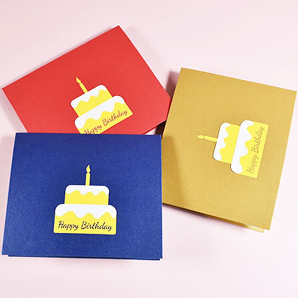 Tarjetas Pop-Up 3D, tarjetas de pastel de cumpleaños para niños, esposa, marido, tarta de cumpleaños, tarjetas postales, tarjetas de