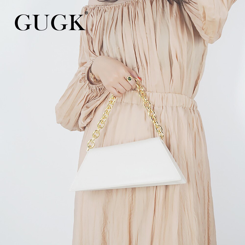 Gugk jurk feest handtassen dames effen geel schelp hasp enkele schoudertassen dames ketting riem handtassen  gb123