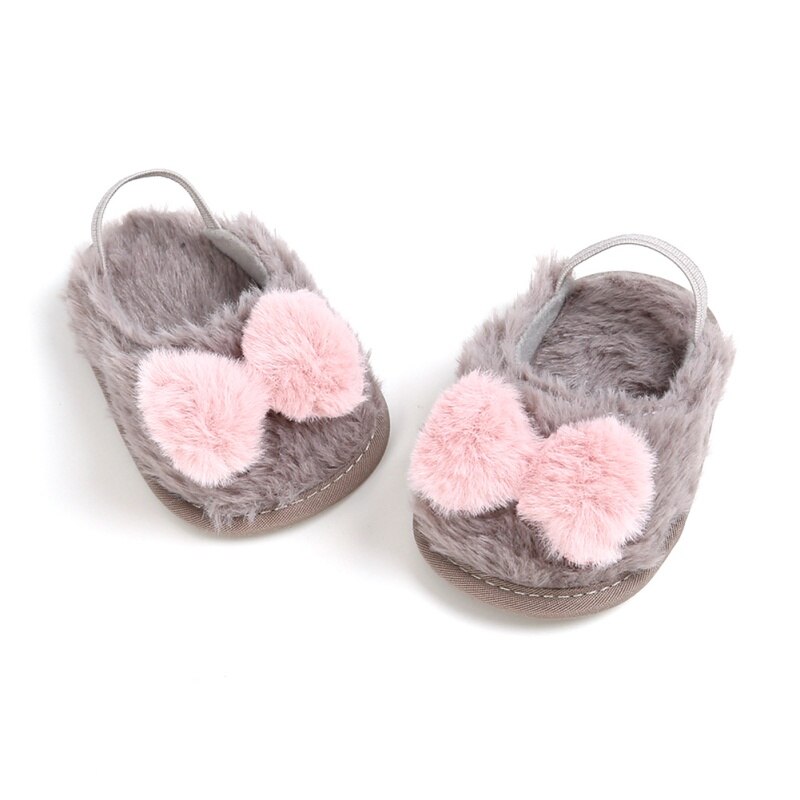 Nueva Sandalia de verano, sandalias suaves con lazo de felpa, deslizador de chica para bebé, zapatos transpirables de piel para bebé, zapatos simples elásticos de princesa para bebé: H / 7-12 meses