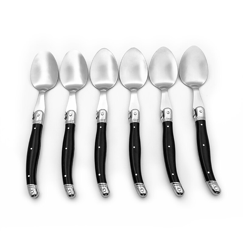 Stainless Steel Cutlery Dinner Spoon Soup Scoop Public Rice Spoon Dinnerware Set Large Long Handle Table Service Spoons Black