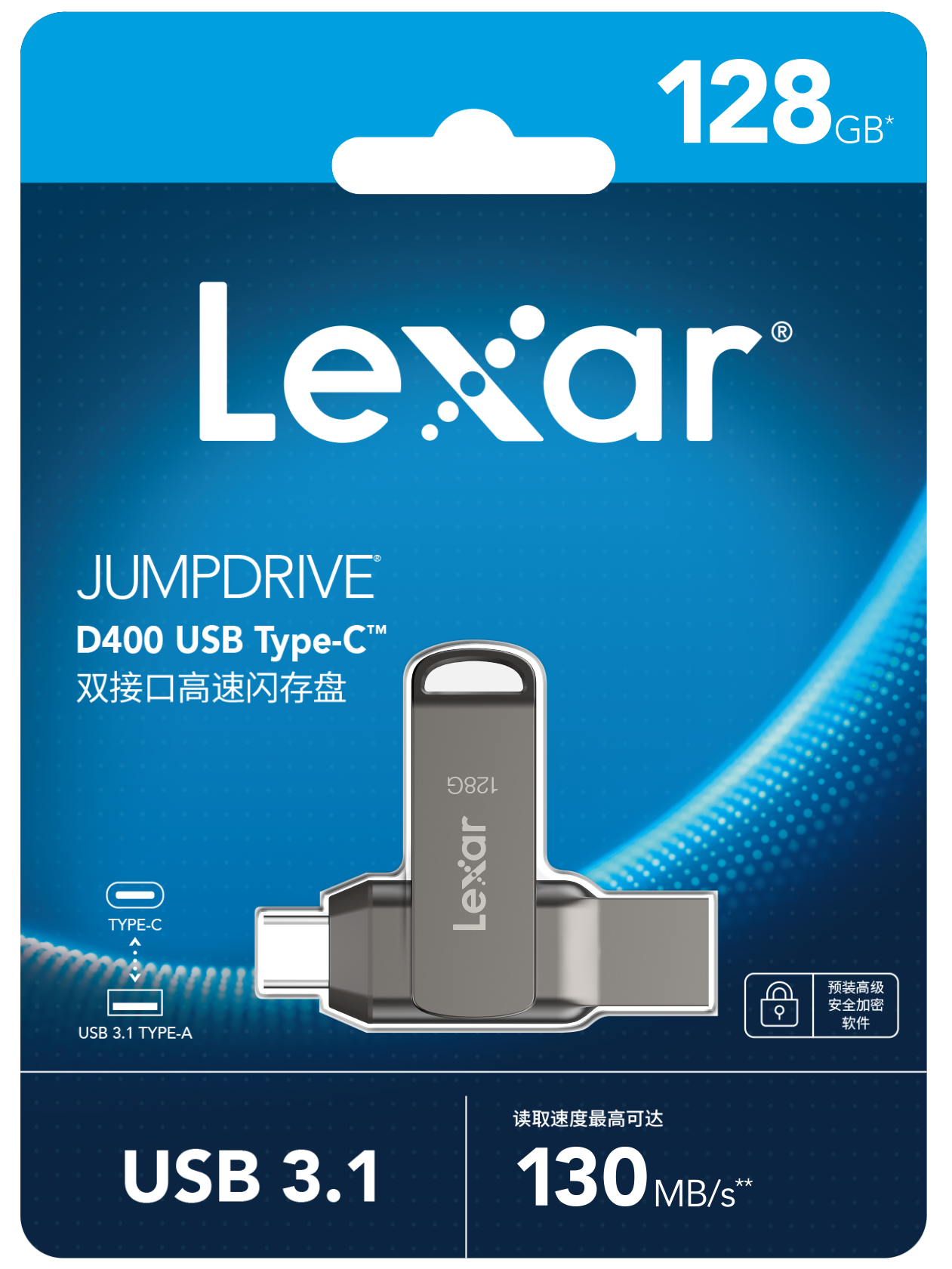 Lexar D400 USB Flash Drive USB 3.1 Type C/A Memory Stick Dual Slot USB Flash Drive 32GB 64GB 128GB 256G For Mobile Phone Compute