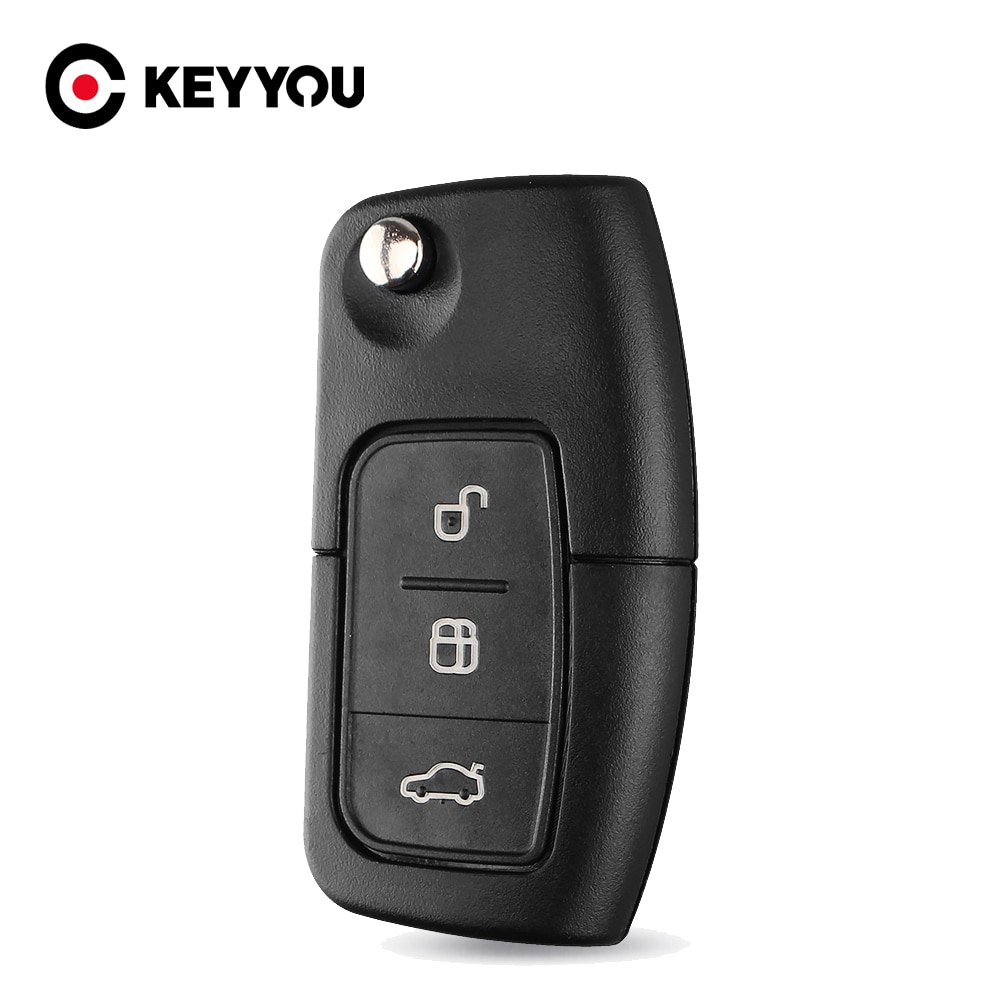 KEYYOU 10pcs/lot 3 Button Modified Flip Key Folding Car Remote Key Shell For Ford Focus Fiesta C Max Ka Smart Key Cover Fob Case