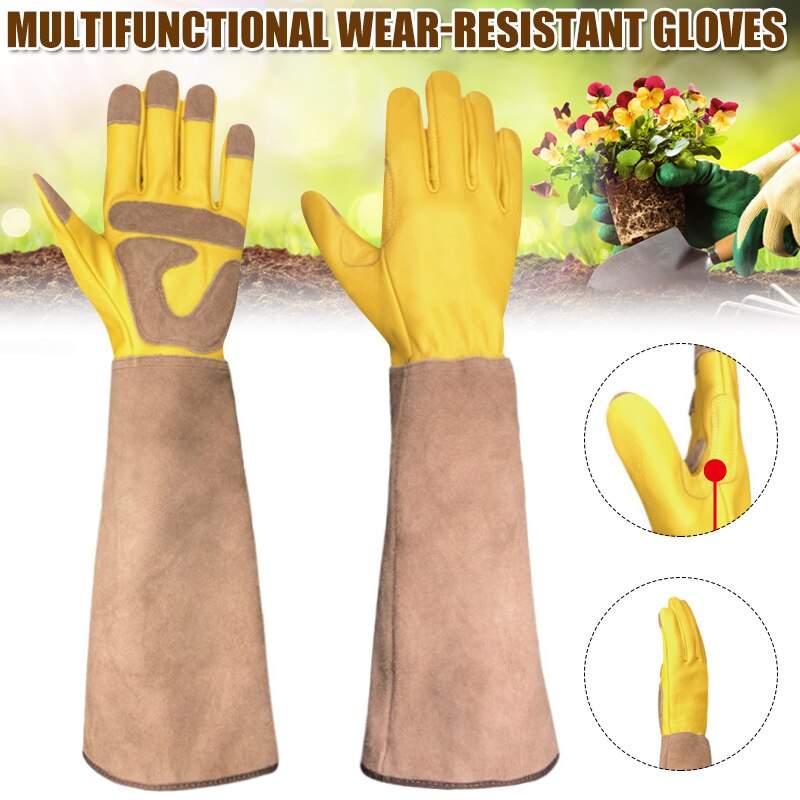 Guantes de jardinería largos, guantes de jardín a prueba de espinas de poda rosa con guanteletes largos de protección para el antebrazo, Unisex, TB