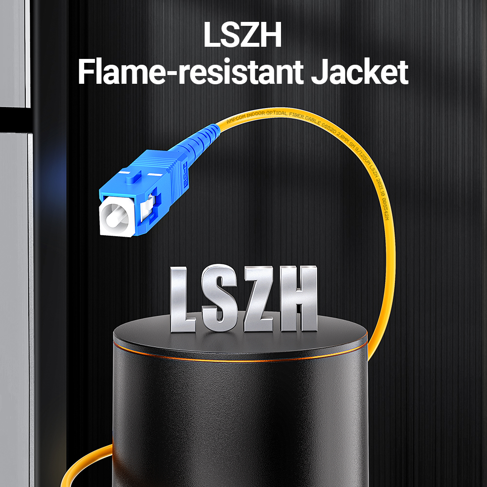 AMPCOM SC a SC UPC Cable de conexión de fibra óptica monomodo Simplex SMF 9/125μm Cable de fibra óptica insensible de 2,0mm de curva monomodo