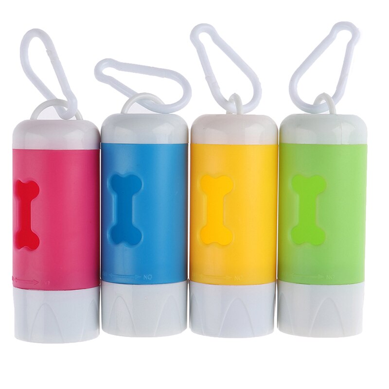 Dispensador de bolsas de caca de perro, dispensador de bolsas de basura ligeras LED, apto para bolsas de basura portátiles, bolsas de caca degradables para mascotas