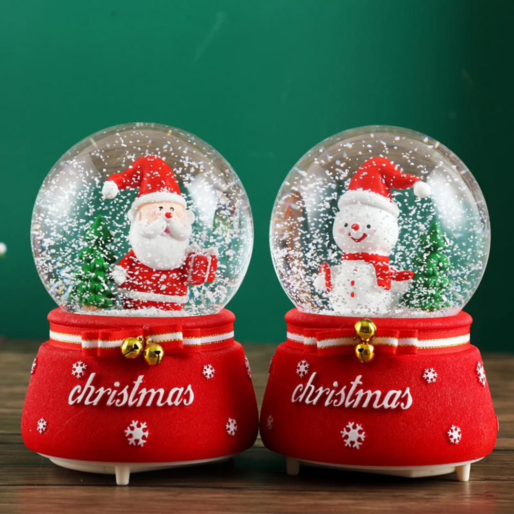 Santa Claus Snow Globe Cute Santa Claus Statue Music Snow Globe Ornament Desktop Decor Christmas Snow Globe