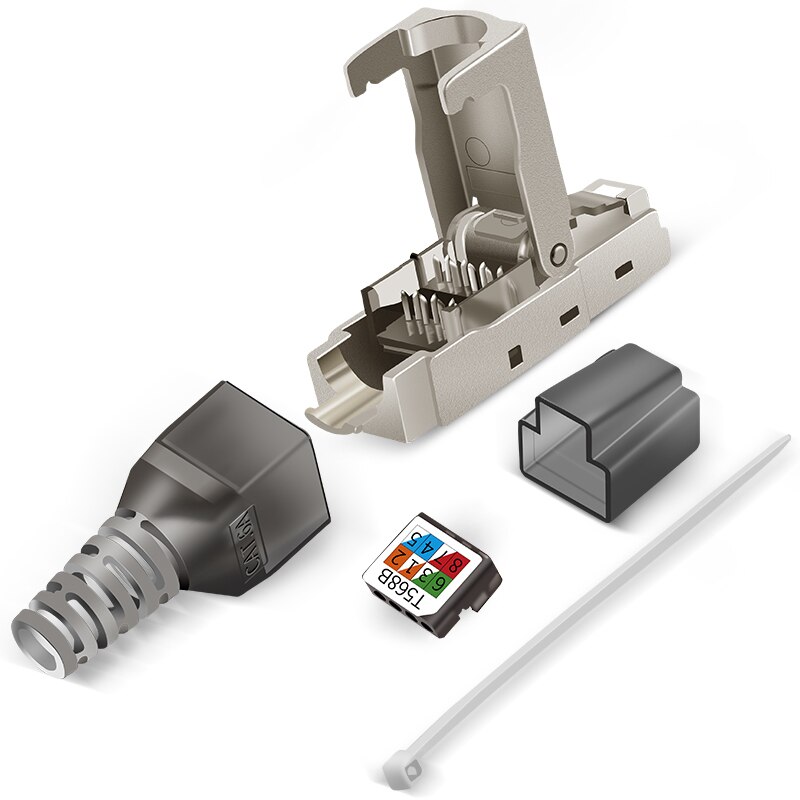 2 stk kat 6a skjermende krystallhode  rj45 kontakt metallmodul verktøyfri kontakt plugg datakabeladapter