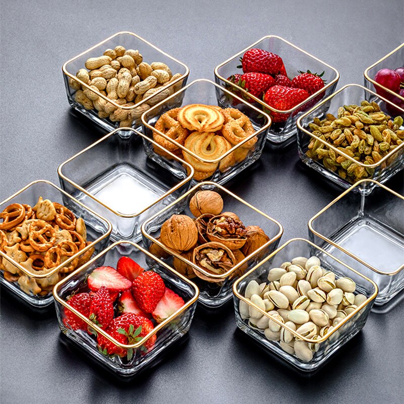 Modern Living Room Snack Bowl glass Double Layers Snack Storage Box Bowl Lazy Fruit Plate Bowl
