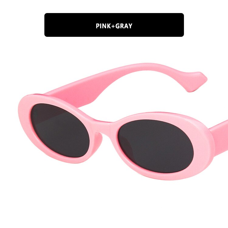 Yooske vintage ovale zonnebril voor dames en heren, retro merk kleine zonnebril, gradiënt ronde bril  uv400: Roze