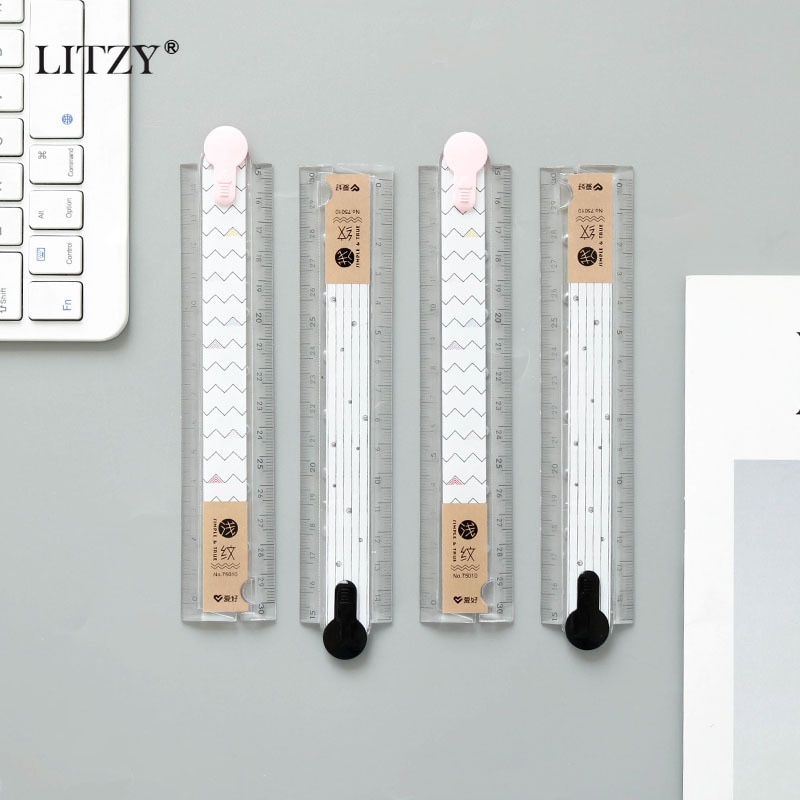 LITZY 1pcs Simple Foldable Rulers 30cm Cute Bookmark Kawaii Geometric Plastic for Office School Ruler Stationery Supply
