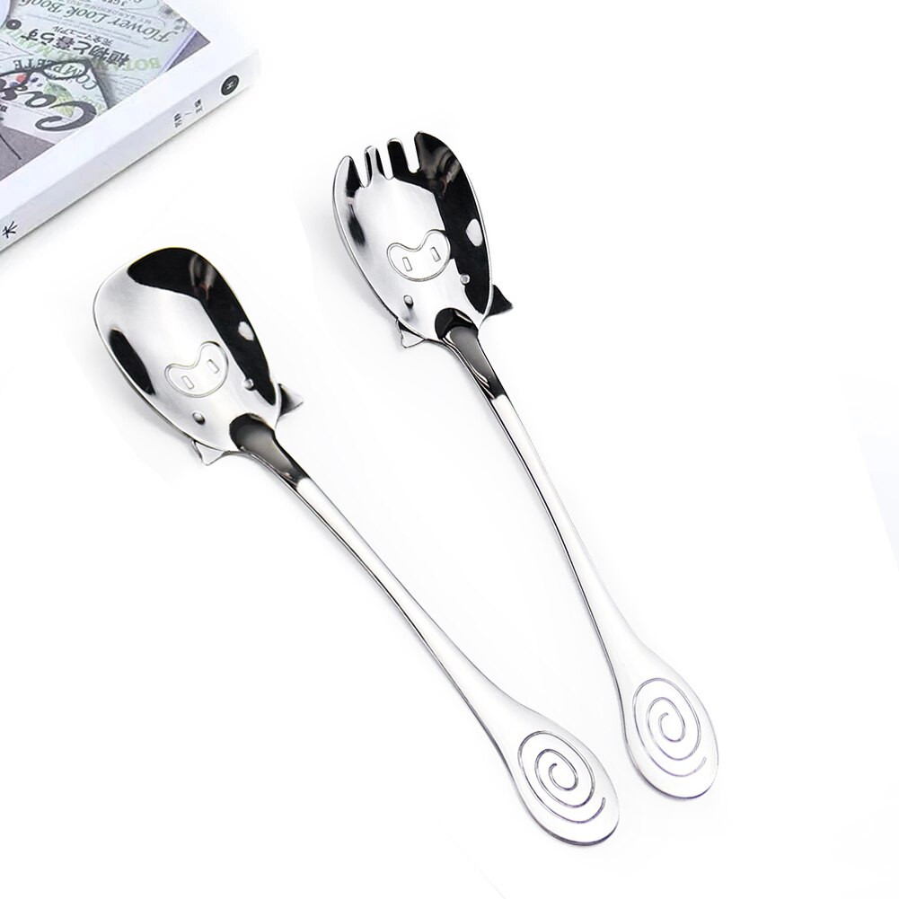 Cartoon Children's Fork Spoon Piggy Spoon 304 Stainless Steel Specialty Cutlery Animal Spoon Fork Portable Cutlery
