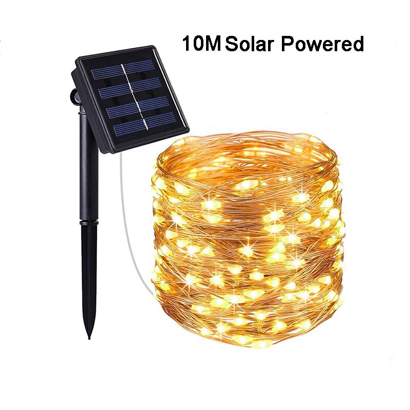 Outdoor Solar String Fairy Lights Christmas Garland Solar Power Lamp Year Decoration Light: 10M Solor Power / Warm White