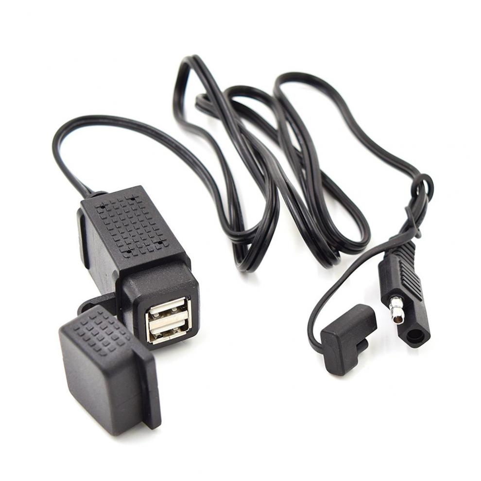 12V-24V 3.1A Motorcycle SAE Dual USB Cable Adapter Dual Port Power Socket Smart Phone Tablet GPS Charger for Motorbike