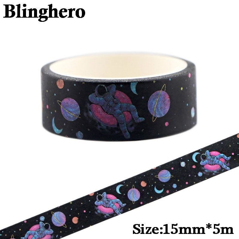 CA330 Starry Sky Astronaut tape sticker 15mm X 5m Catoon kids stationery tapes space washi tape DIY decals planet masking tapes