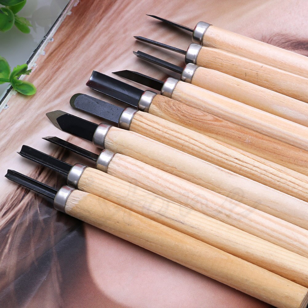 10 pcs Set Hand Wood Chisels Carving Knife For Basic Woodcut Working Tool