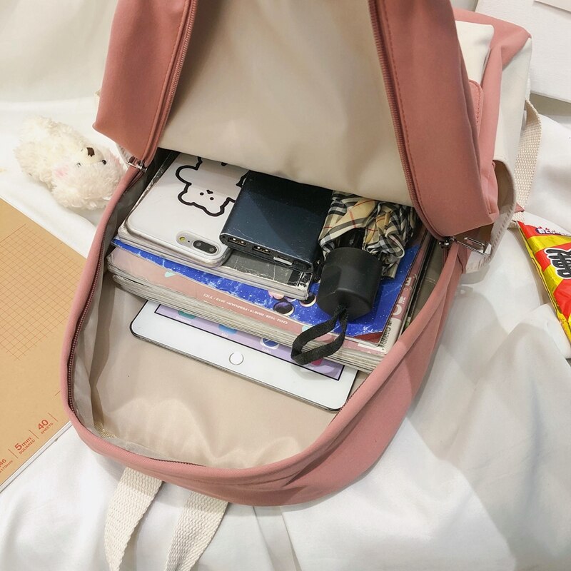 Dcimor waterdichte nylon damesrugzak met riemgesp, clamshellrugzak voor tienermeisjes, schooltas, reismochilas