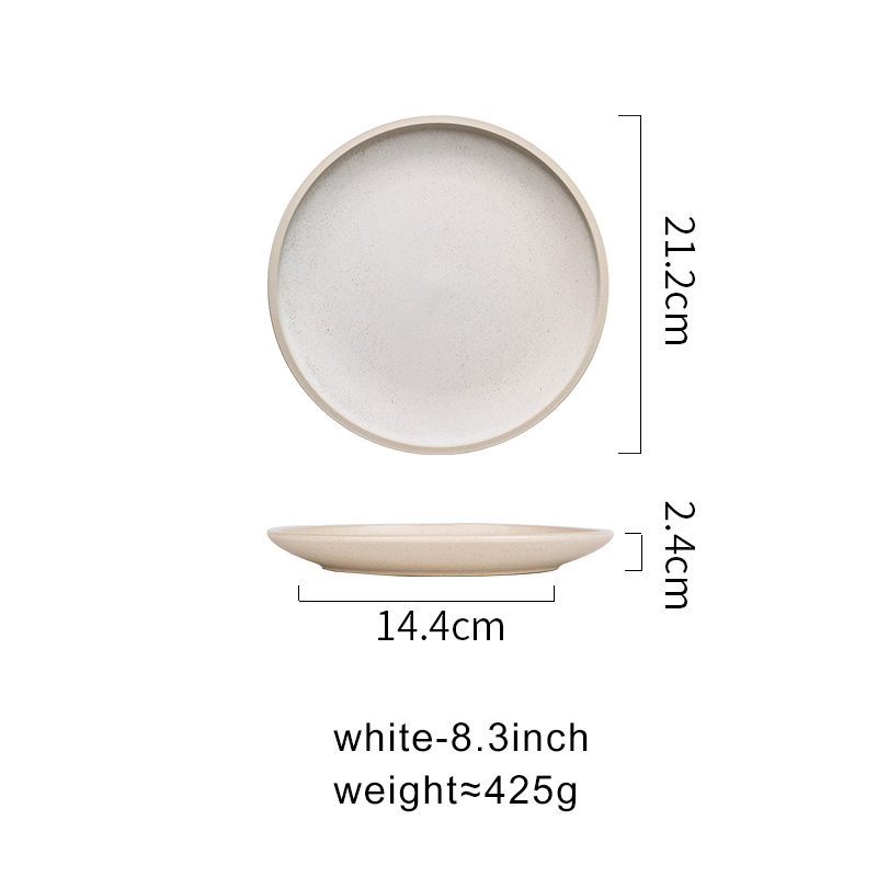 Nordic Style Porcelain Dinnerware Set Matte Glaze Dinner Plates Pizza Pasta Serving Plate Steak Dessert Dishes Kitchen Tableware: white-8.3 inch