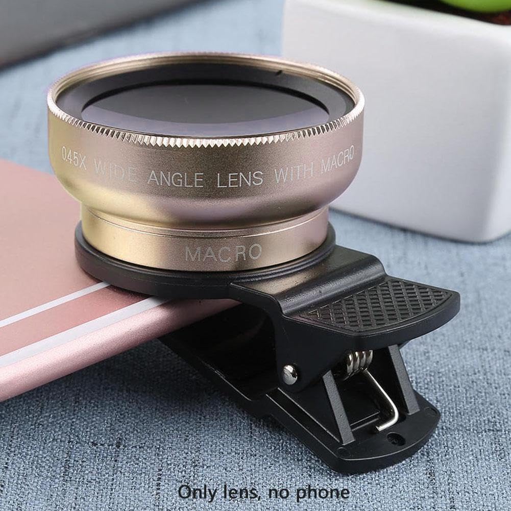 Professionele 2-in-1 universele lensclip 37mm telefoonlens 0.45x 49uv supergroothoek + macro HD-lens voor alle smartphones