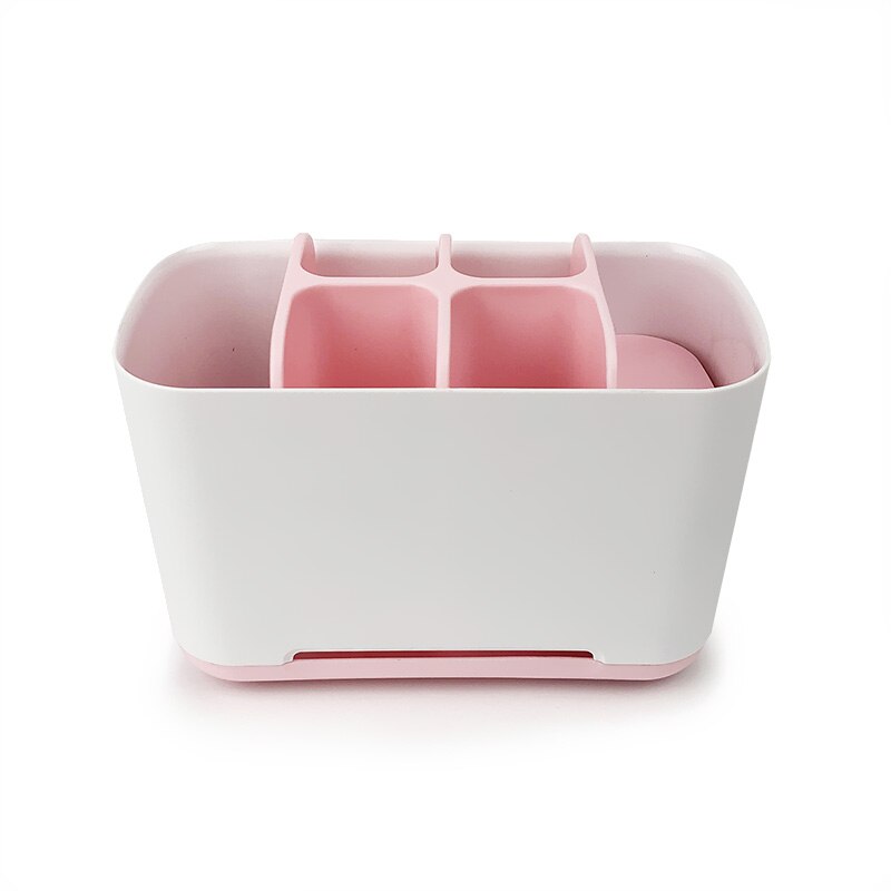 5 En 1 cepillo de dientes pasta de dientes funda, soporte brocha de maquillaje de afeitar soporte de cepillo de dientes eléctrico caja de almacenamiento para baño organizador soporte: Pink L
