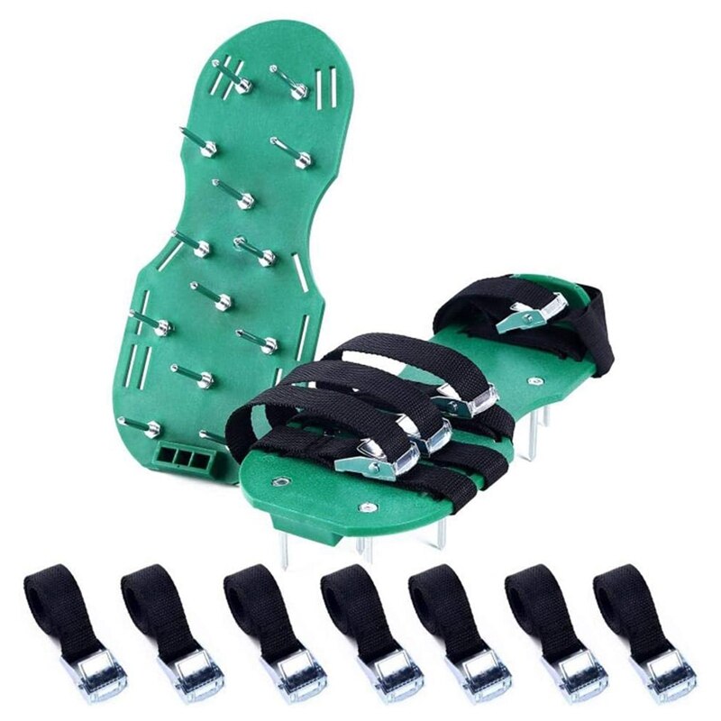 Lawn Aerator Shoes 2 Straps Heavy Duty Spike Aerating Sandals for Soil with Adjustable Straps,Universal Size