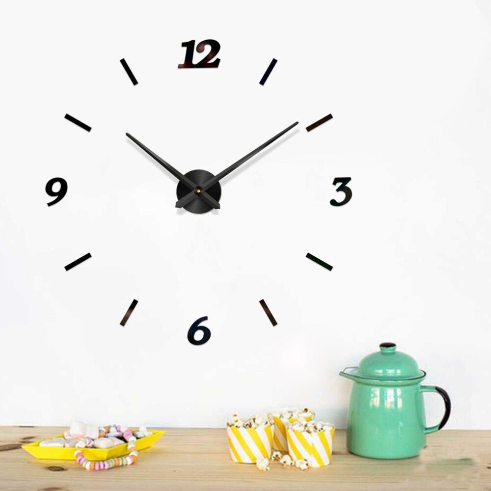 Oversized Number Wall Decorative Acrylic Golden Wall Hanging Clock DIY Home Decor Metal Clock Room Decoration without Battery