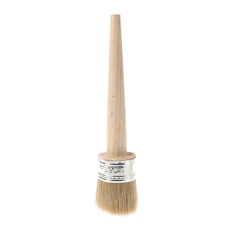 Tiza redondo largo de 20/25/30mm, pincel de cera para pintura de cerdas naturales, mango de madera, pintura, encerado, especialidad, brocha redonda para pintar
