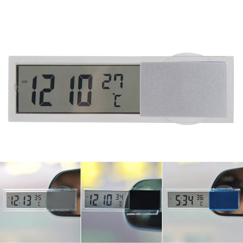 Mini 2 in 1 LCD Digital Auto Auto Lkw Uhr Thermometer mit Saugnapf AG10 Geschmack Zelle Batterie Betrieben 90x 27x15mm