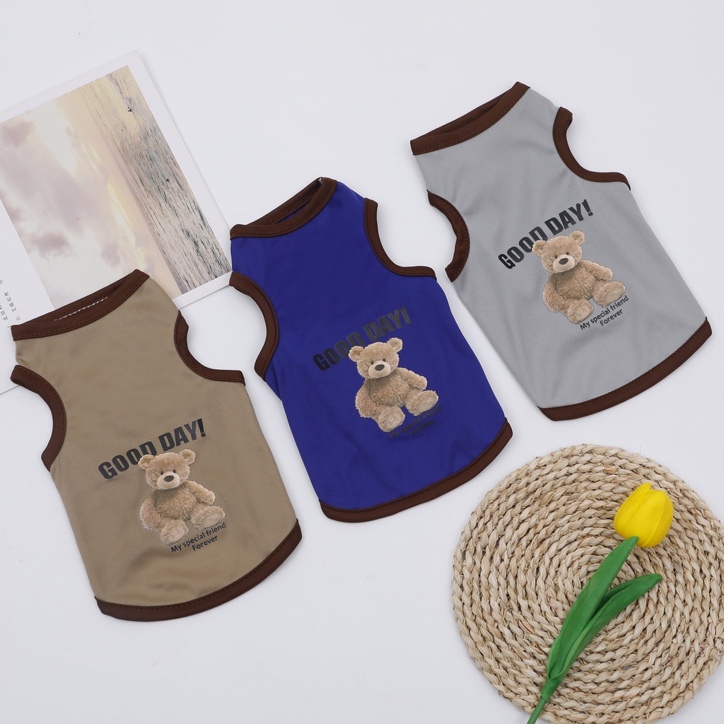 Ropa para perros de oso de dibujos animados, disfraz bonito de algodón para perros, camiseta para mascotas, chaleco para gatos para cachorros, perros pequeños y medianos, XS-XXL para perros Shih Tzu