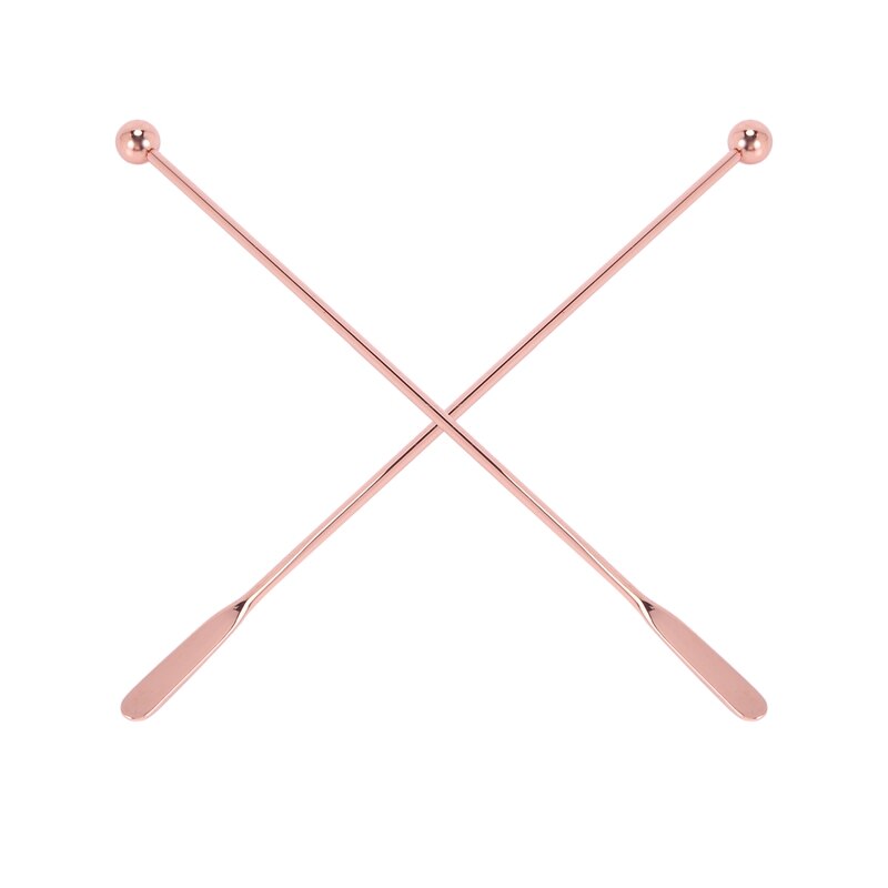 5Pcs Stainless Steel Stirrer Beverage Stirrers Stir Cocktail Swizzle Stick-Rose Gold-Straight Bar,19Cm