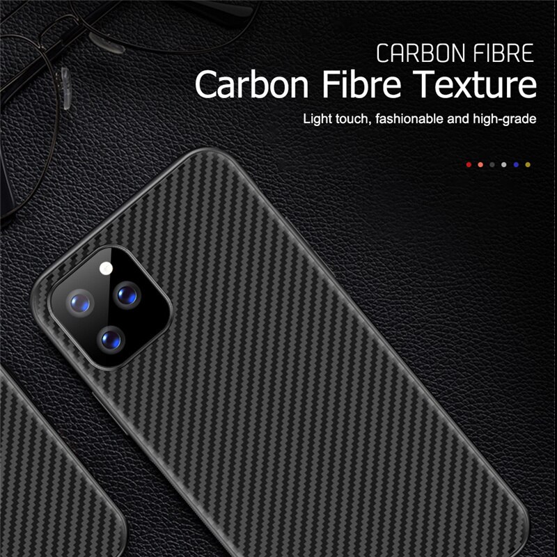 Funda de fibra de carbono antideslizante para iPhone, funda fina de lujo para iPhone 7, 8, 6, 6s Plus, 5 5S, 5SE, X, Xs, 11 Pro, Max, XR